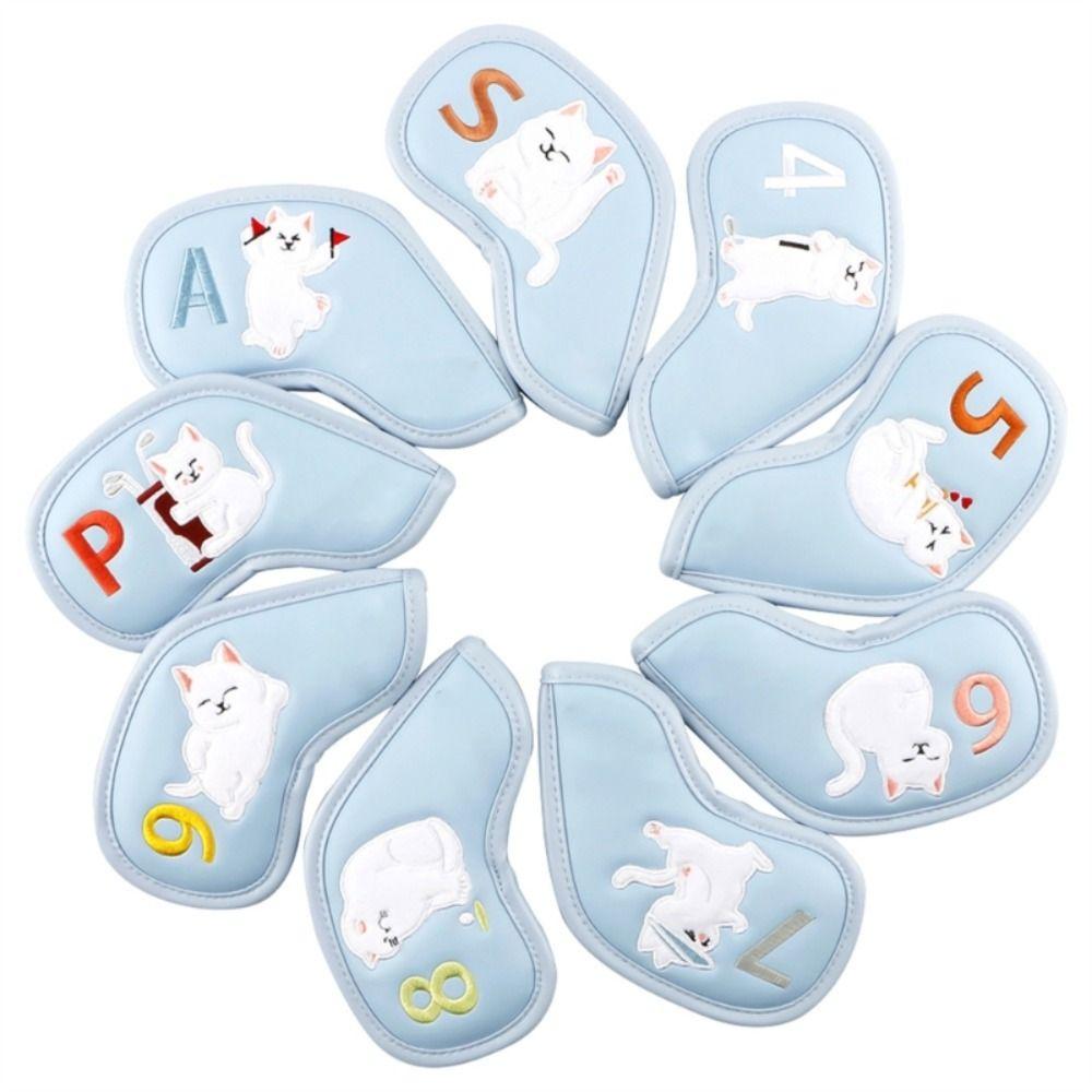 Cats Pattern Golf Iron Head Cover PU Leather Golf Club Covers Golf Head Protector  Golf Supplies