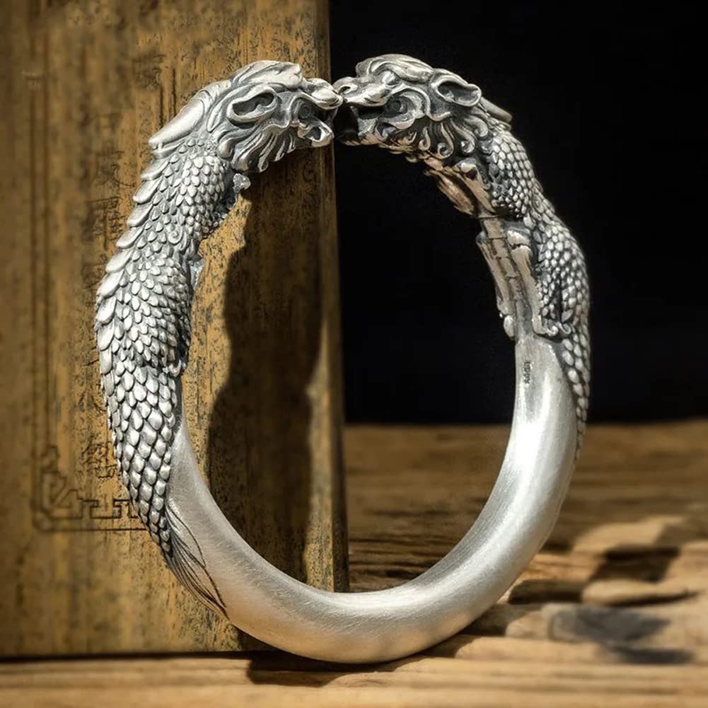 Bangle for Men and Pixiu Good Luck Protection from Amulet Metal Fashion Accessory Women, Silver, Bangle, Bracelet, Evil, Bangle, Allergy-friendly,