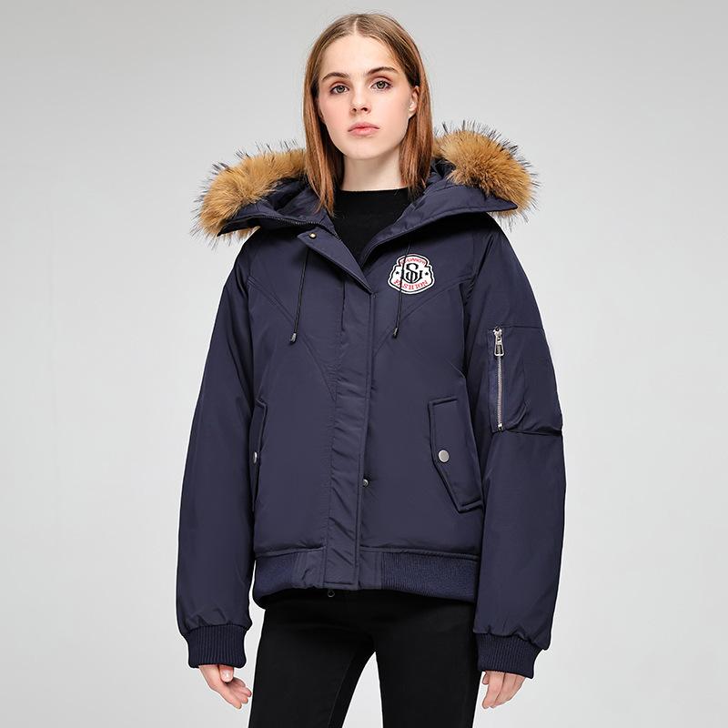 New winter jacket down cotton-padded clothing fashion spot thickened cotton-padded clothing large fur collar cotton-padded jacket outdoor snow clot