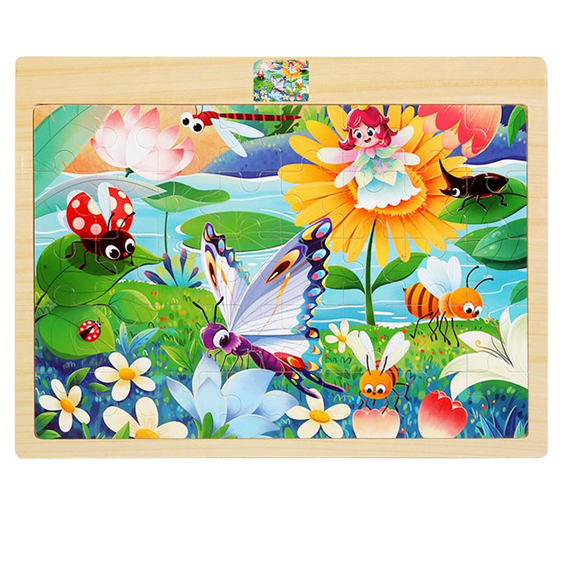 Wooden 40-piece Puzzle for Children, Animals, Dinosaurs, Cartoon Wooden Flat Puzzle for Babies, Early Education Educational Toys