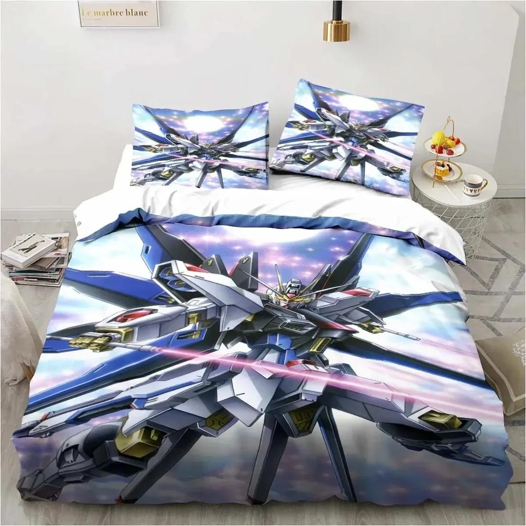 3D Printer Soldier Cartoon Pattern Three-Piece Set Delicate Quilt Cover Pillow Case Housewares Set Beautiful Gift Household