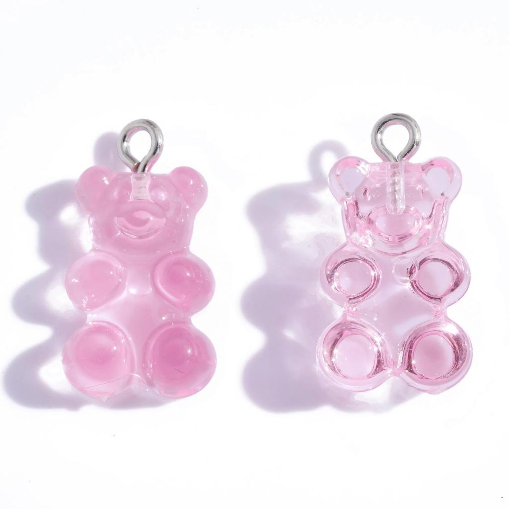Colorful Transparent Bear Resin Pendant for DIY Jewelry and Keychains