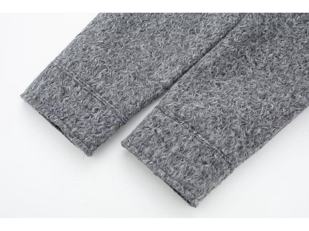 2024 Women's Retro Beaded Wool Coat - High-End Lapel Versatile Woolen Top