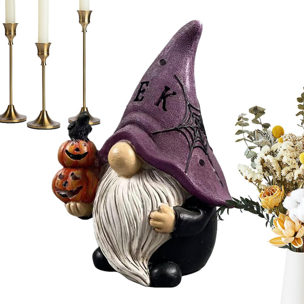 Halloweenské gnómové strašidelné gnómové stolní sošky pryskyřičná soška halloweenské figurky na terasu zahradu dvorek stolní římsa