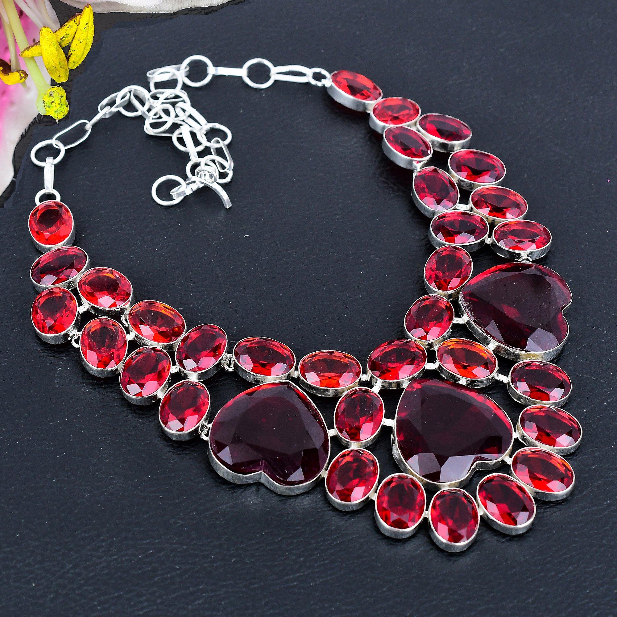 

Mozambique Garnet, Garnet Gemstone 925 Sterling Silver Jewelry Necklace 18 KG-1854