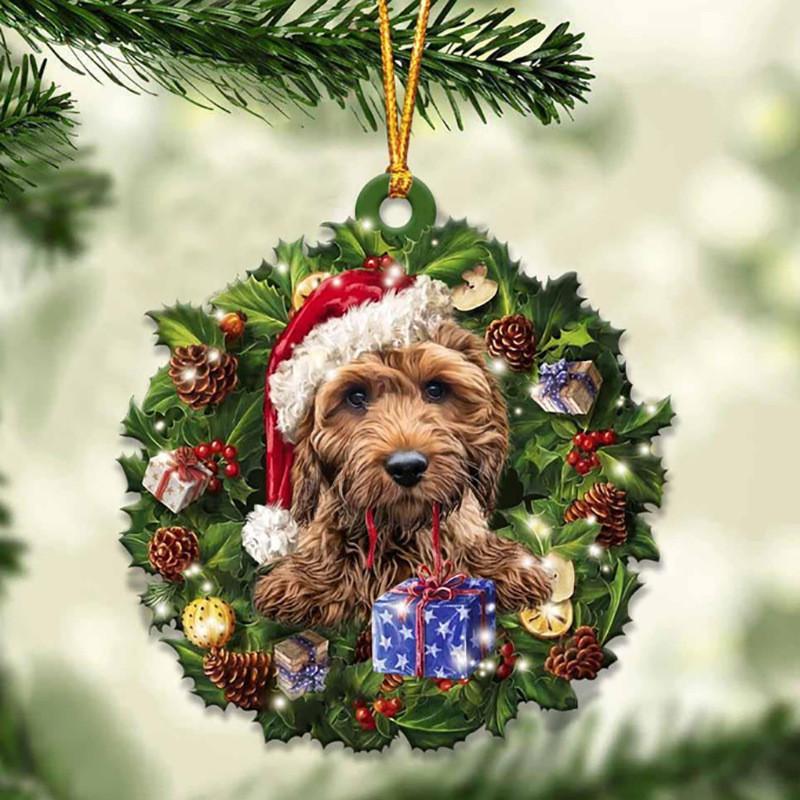 Cute Christmas Acrylic Dog Hanging Decor For Rearview Mirror And Home Spaces