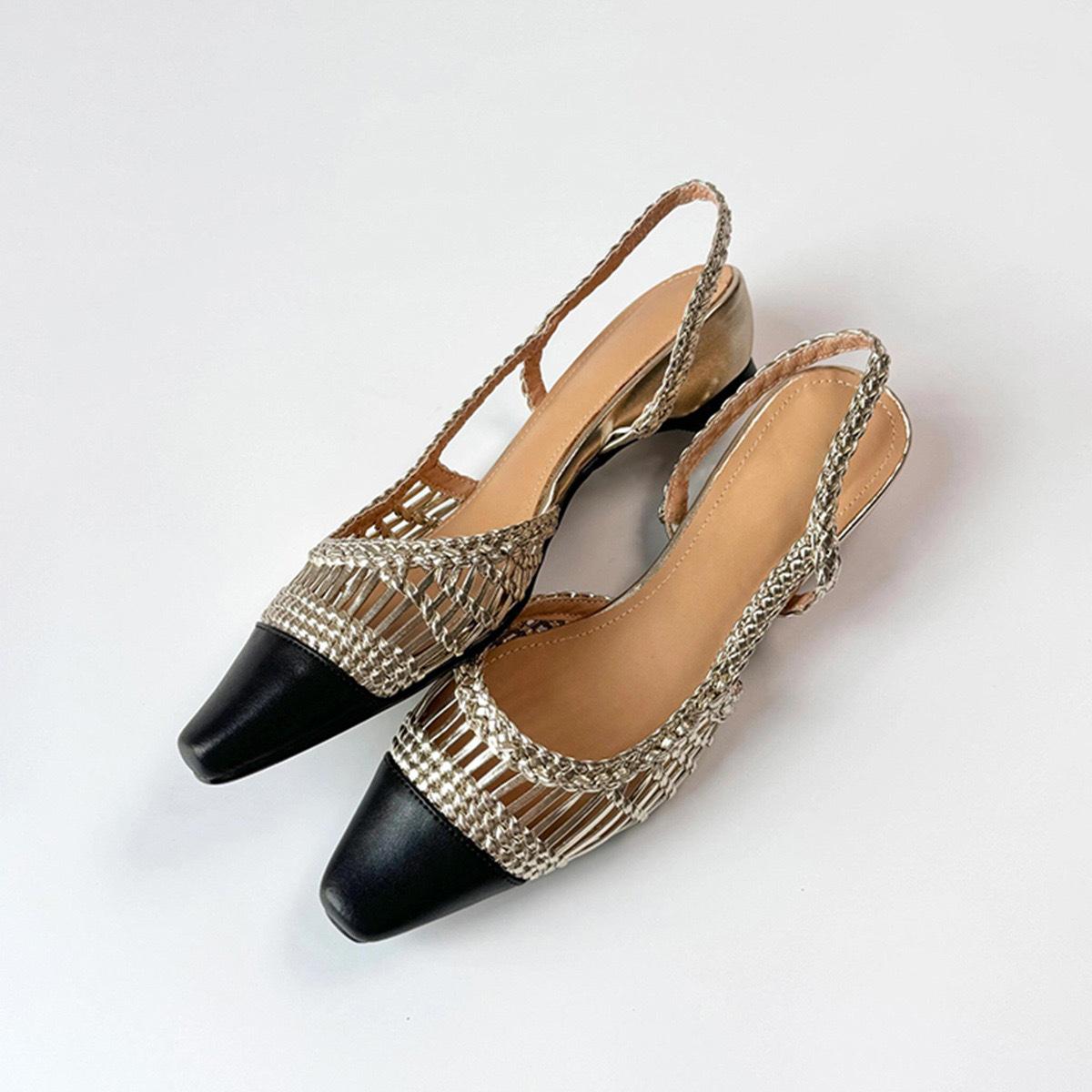 

Овчина французский ретро стиль острый нос сочетание цветов полая плетеная обувь на высоком каблуке женские летние с ремешком сзади сумка носок римские туфли 40