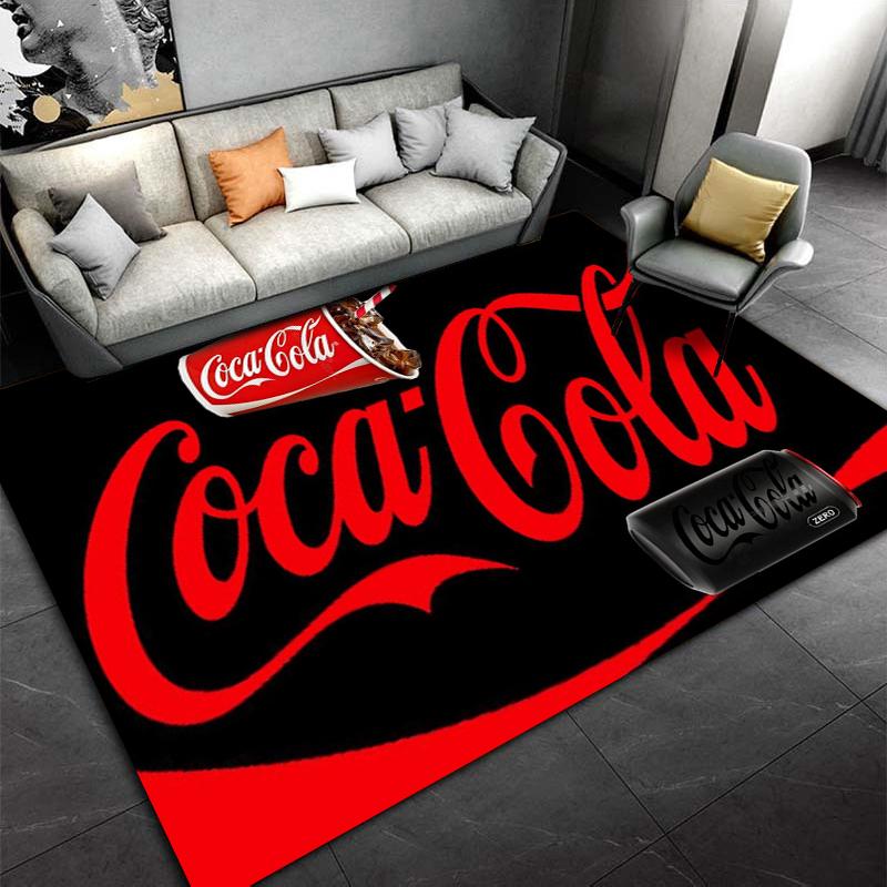 "Red and Black Coca Cola Logo Carpet for Living Room Decoration" Suitable for Use As an Anti-slip for Living Room Bedroom Sofas