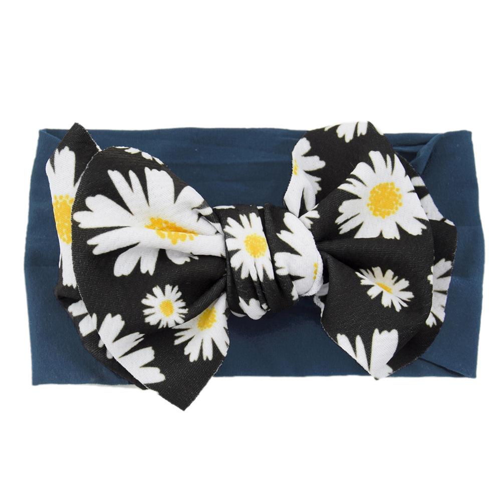 Children'S Printed Large Bow Nylon Headband Soft Elastic Hair Accessories Baby Headgear Baby Stockings Headband