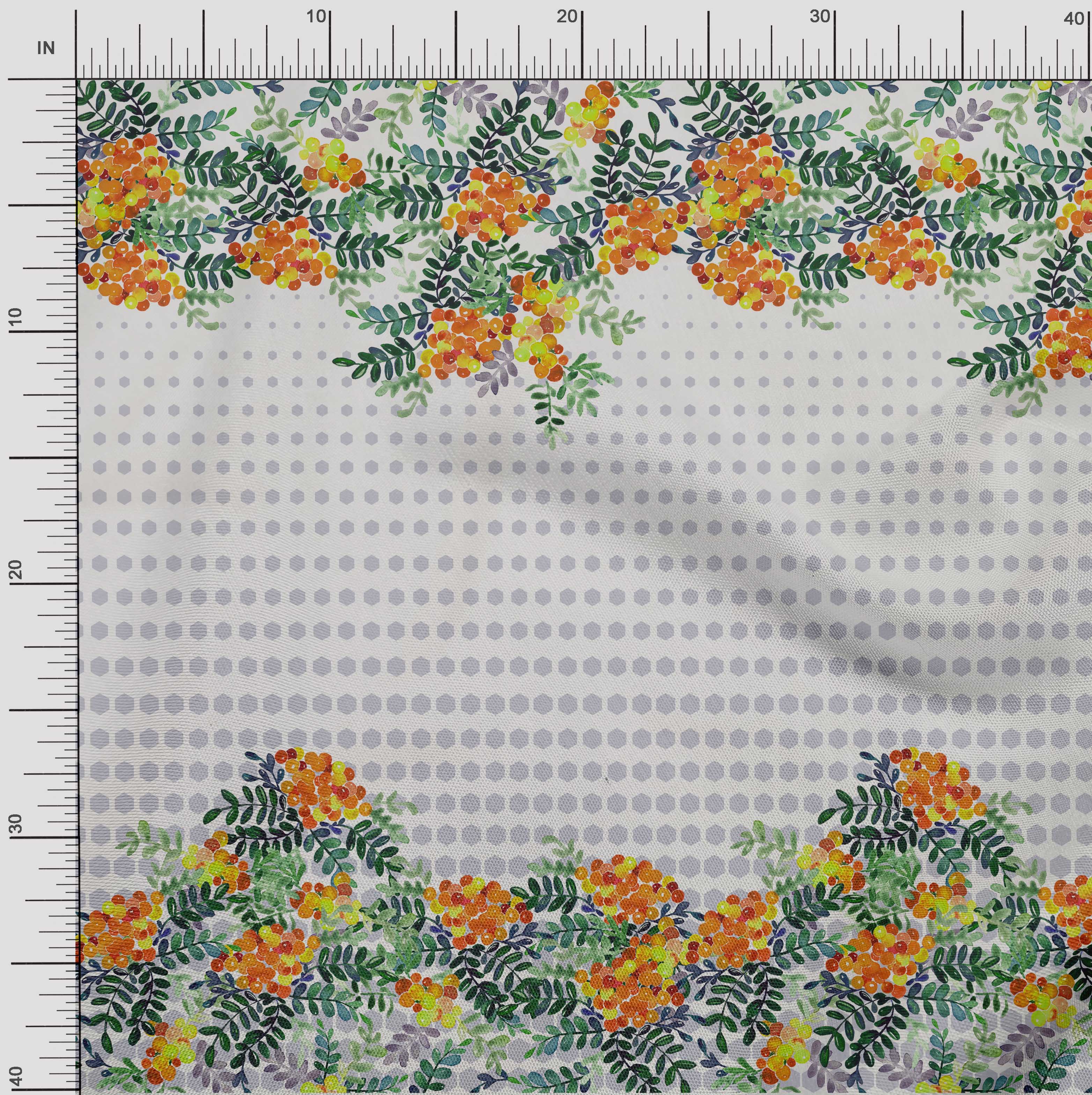 

oneOone Бавовняна гнучка тканина з геометричним малюнком|Тканина з принтом «Листя та ягоди» 1 ярд 40 дюймів 42 Inch Wide - Viscose Chiffon помаранчевий