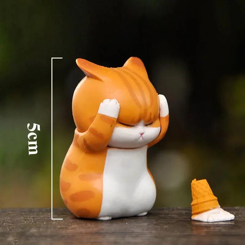 Kawaii Mini Thinking Cat Blind Box Orange Cat Figures Ornaments Mystery Box Office Desktop Computer Decor Toy Kids Birthday Gift
