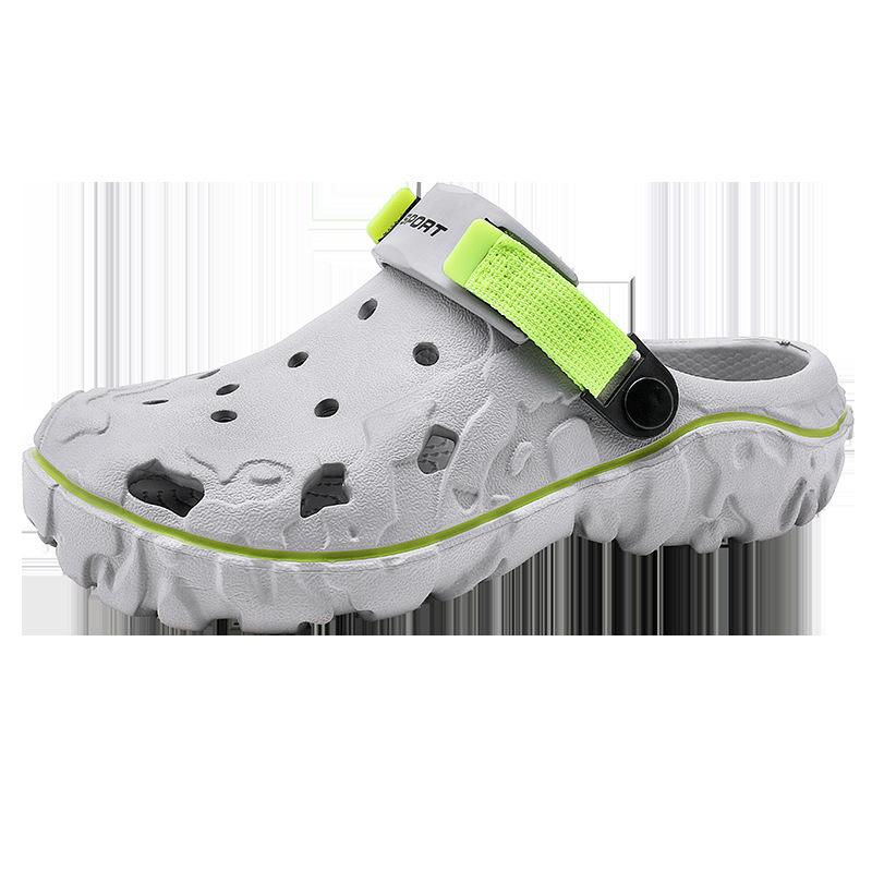 

Мужская обувь лето новые сандалии модные дырчатые туфли тренд большой размер крутые шлепанцы повседневная пляжная обувь мужчины 47 серый