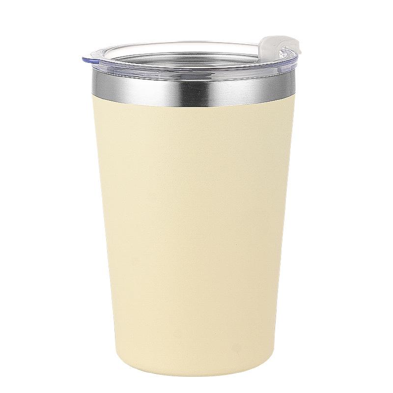 Milk Cup, 304 Stainless Steel Insulated Cup with Lid, Coffee Cup, Double-layer Spray Painted Straight Body Car Cup