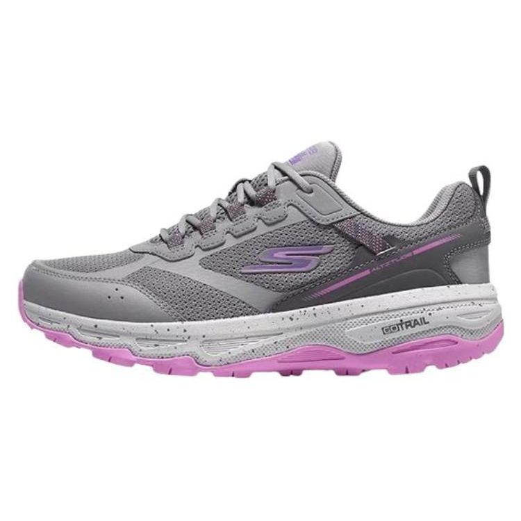 Skechers Comfortable Shock Absorbing Lightweight Low Top Running Shoes Women sneaker Gray Purple 128221C-GYPK
