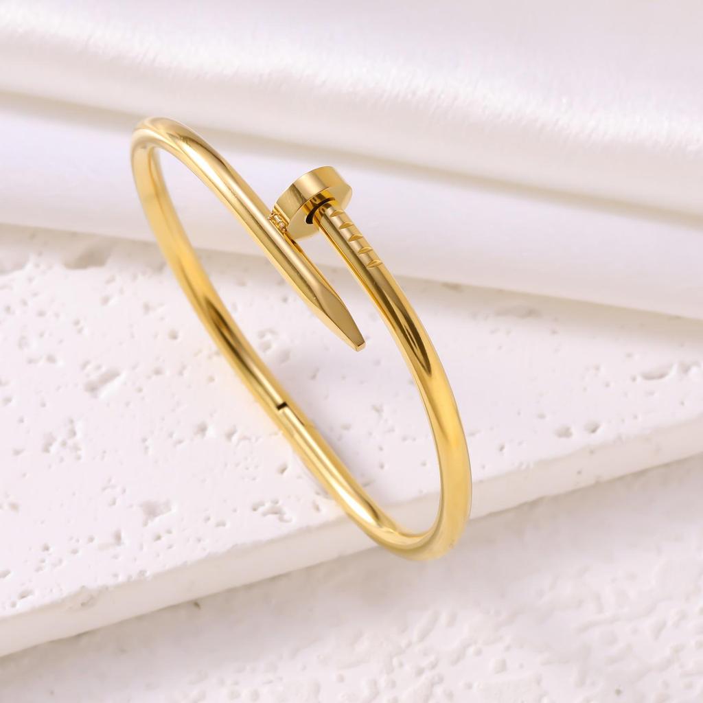 Brățări clasice cuplu din oțel titan, rezistente la decolorare și placate cu aur de 18K din oțel inoxidabil - Modă europeană și americană