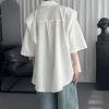 2025 Sommer Schwarze Kurzarmhemden Herren Koreanisch Bequeme Blusen Männlich Lässig Locker Einreihiges Hemd
