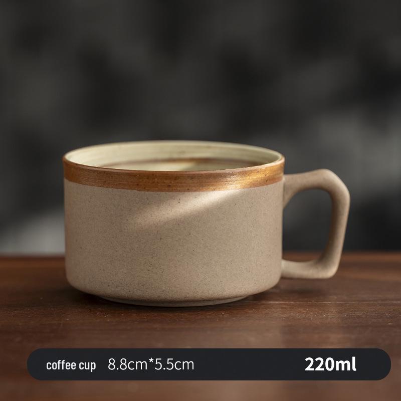 Handcrafted Retro Red Clay Coffee Cup & Saucer Set - Rustic Milk & Breakfast Mug Gift