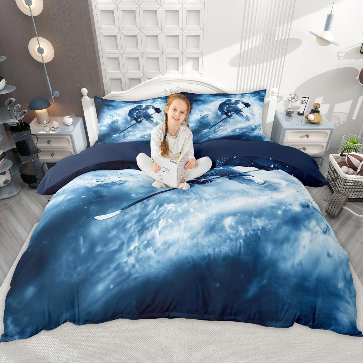 Комплект пододеяльника для хоккея с шайбой Homewish для мальчиков и девочек, спортивный комплект пододеяльника, подарки для спортсменов, постельный комплект UK C 120x150cm 2pcs&set