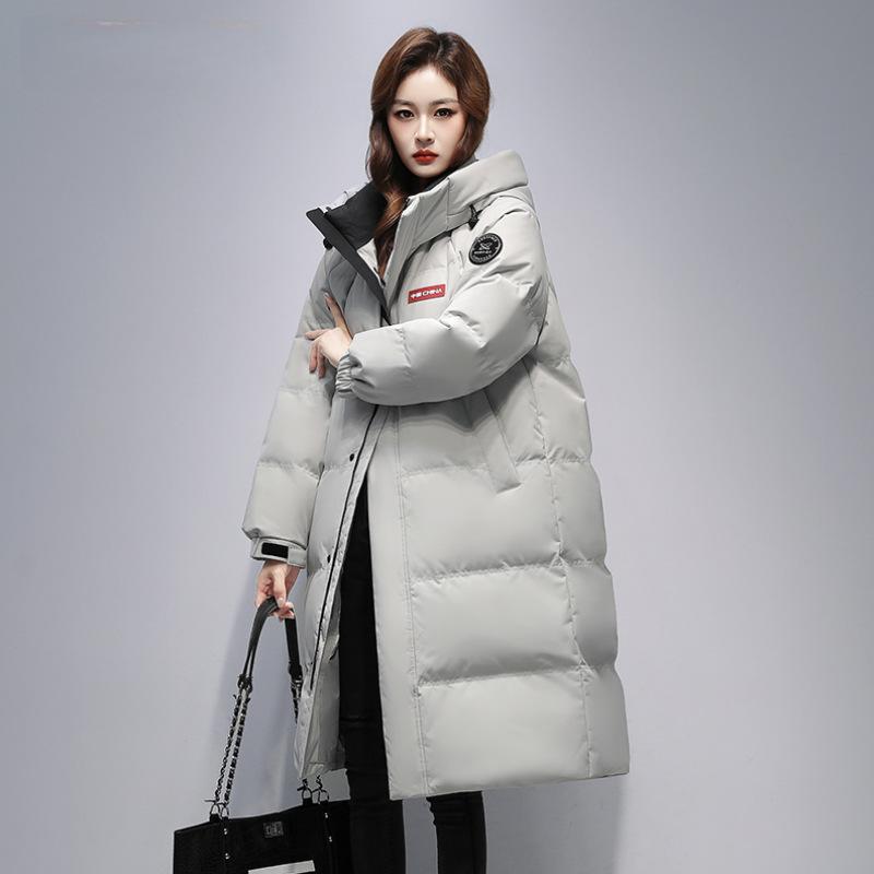 Winter  Over The Knee Hooded Mid Length Unisex Cotton Jacket, Loose and Thick, Warm Couple Jacket for Women