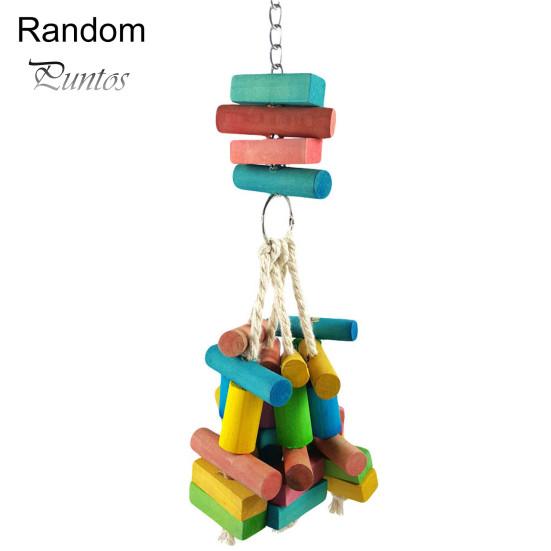 Parrot Toy Colorful Wooden Stick Block Bird Parakeet Chew Cage Hanging Decor