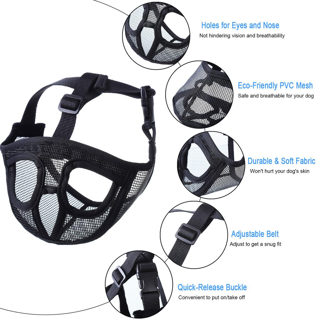 Short Snout Dog Muzzle Bulldog Muzzle Adjustable Breathable Mesh for Training Biting Barking