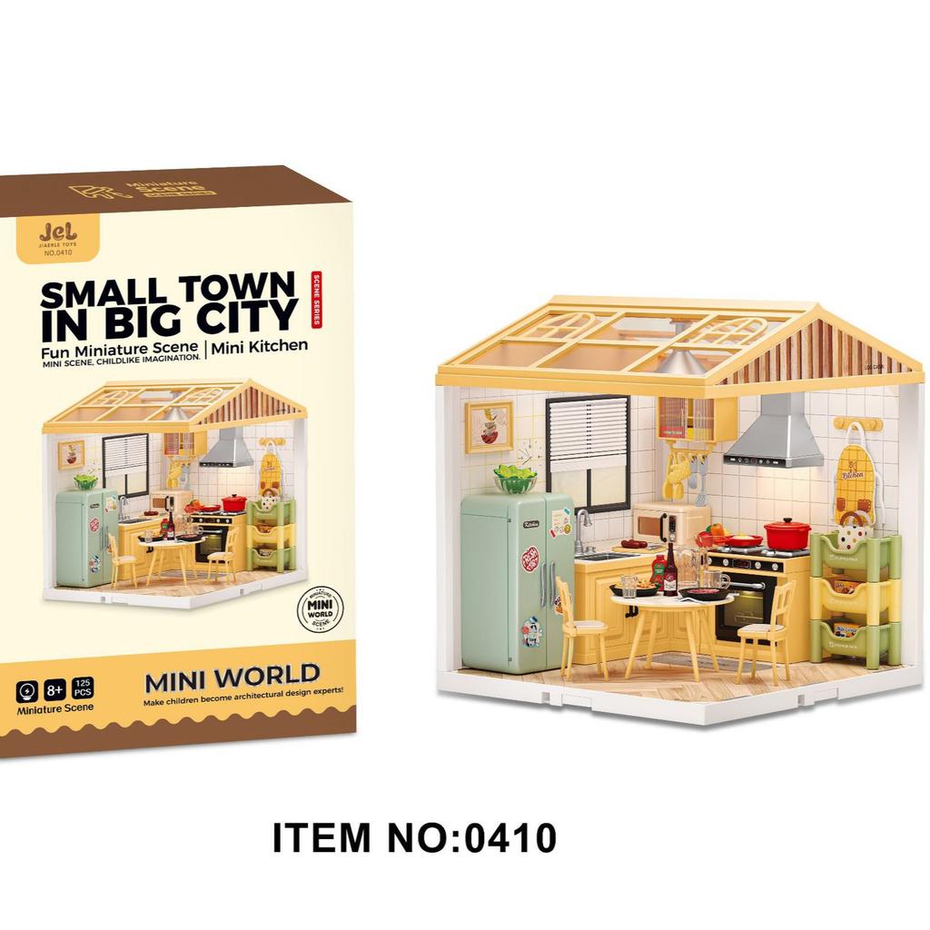 Children's DIY Handmade Cottage Light Building Block Scene 3D Puzzle Children's Educational Assembly Toy Gift