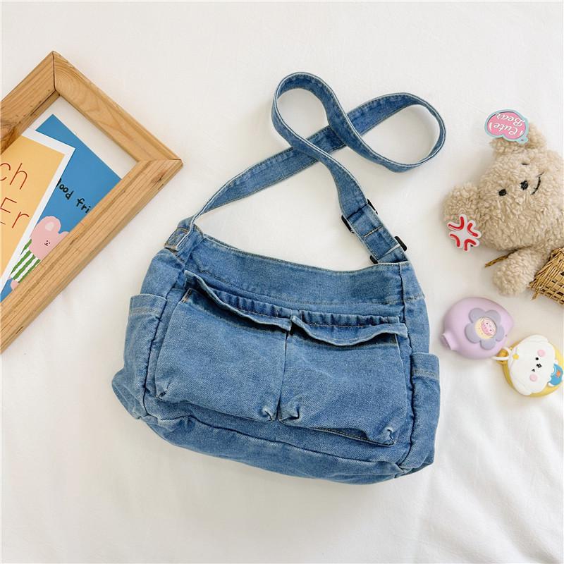 Trendige Koreanische Kinder-Denim-Umhängetasche Für Jungen Und Mädchen Mit Einzigartigem Design
