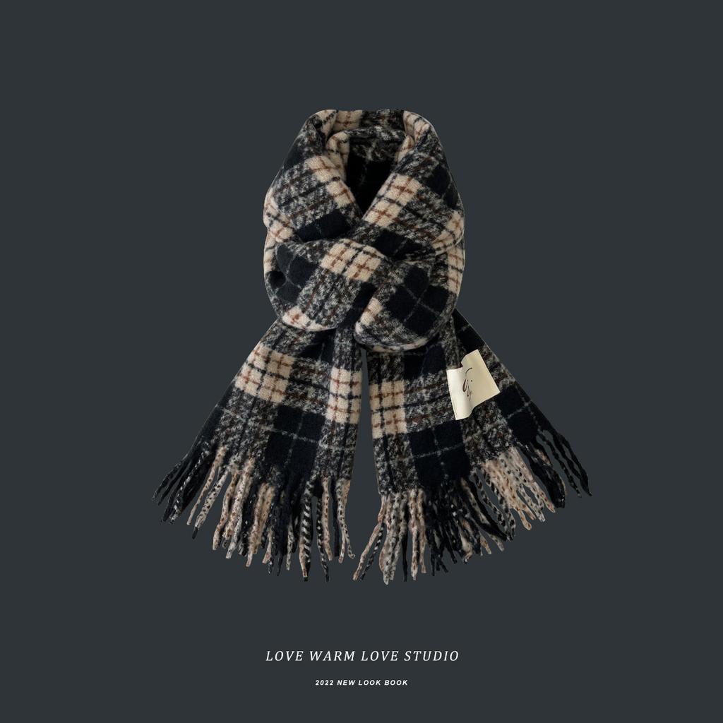 Winter Monochrome Plush Shawl Plain Lazy Style Solid Color Mohair Big Pull Warm Scarf Student Model