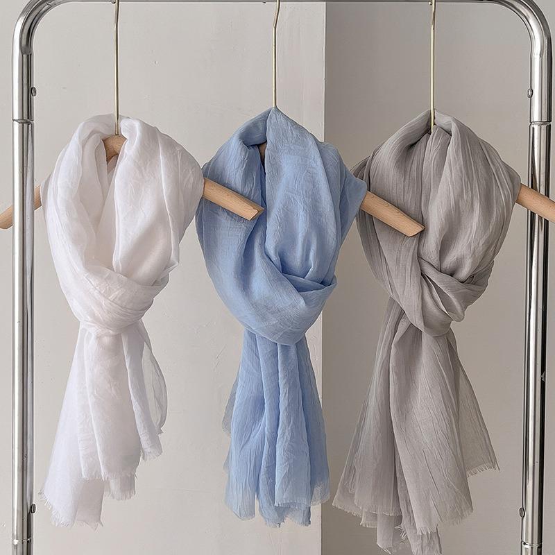 Thin Women's Desert Shawl Color Winning Cotton and Linen Beige Versatile Scarf Xinjiang Travel Sunscreen Scarf