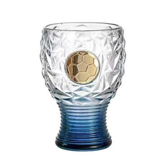 Soccer Trophy Beer Glass, 400ml Capacity Tall Trophy Mug, Clear Glass Mug for Lager Craft Beer, Sports Fan Gift