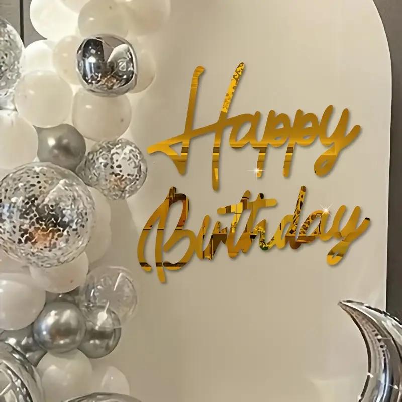 Happy Birthday Mirror Wall Stickers Acrylic Letter Signature Birthday Party Decoration Background Wall Photo Home Decor