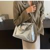 Women's Soft PU Patent Leather Chain Tote Bag with Compartments - 2024 Spring/Summer Fashion