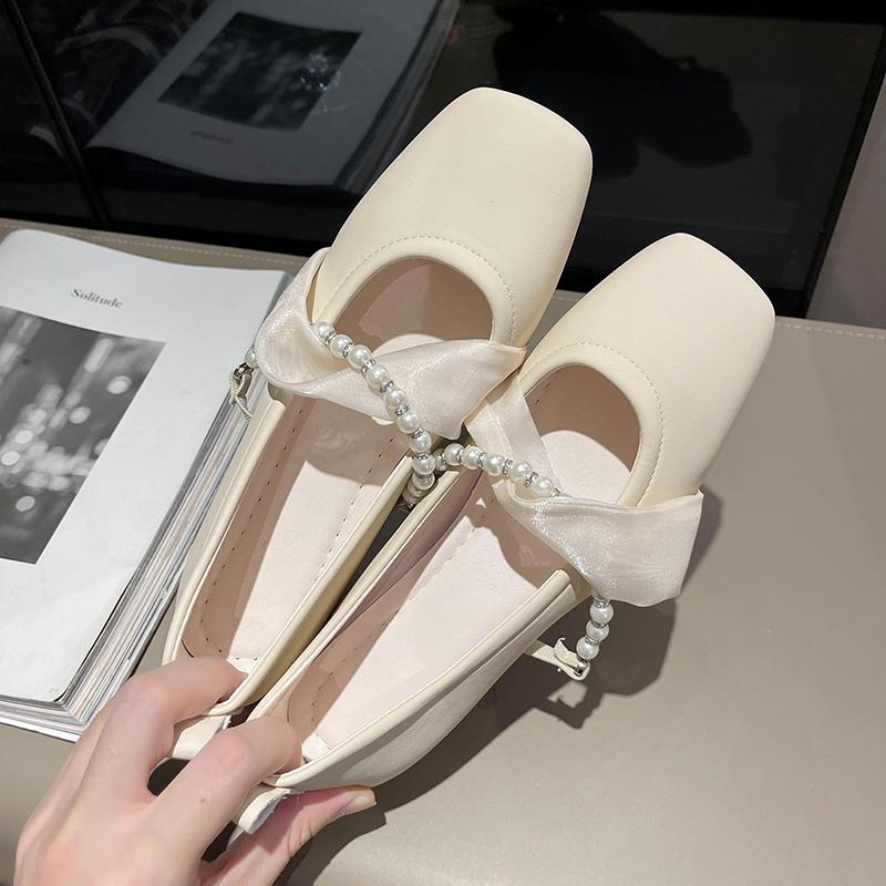 Fashion Beaded Women Loafers Shoes Elegant Square Toe Fashion Party Shoes Summer Sandals 2025 Designer New Dress Shallow Zapatos Mujer