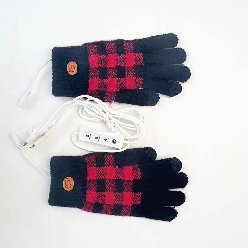 USB Electric Heating Gloves Quality 5-finger Jacquard Hand Warmer Outdoor Sports Cycling Warm Fashion Commuting