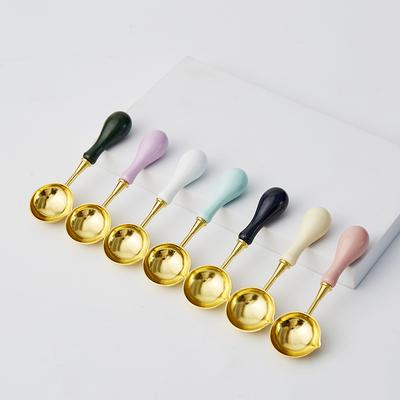 Wax Spoon Plastic Anti Scalding Handle Wax Lacquer for Seals Vintage Wedding Invitation Sealing Wax Melting Spoon Wooden Stamp