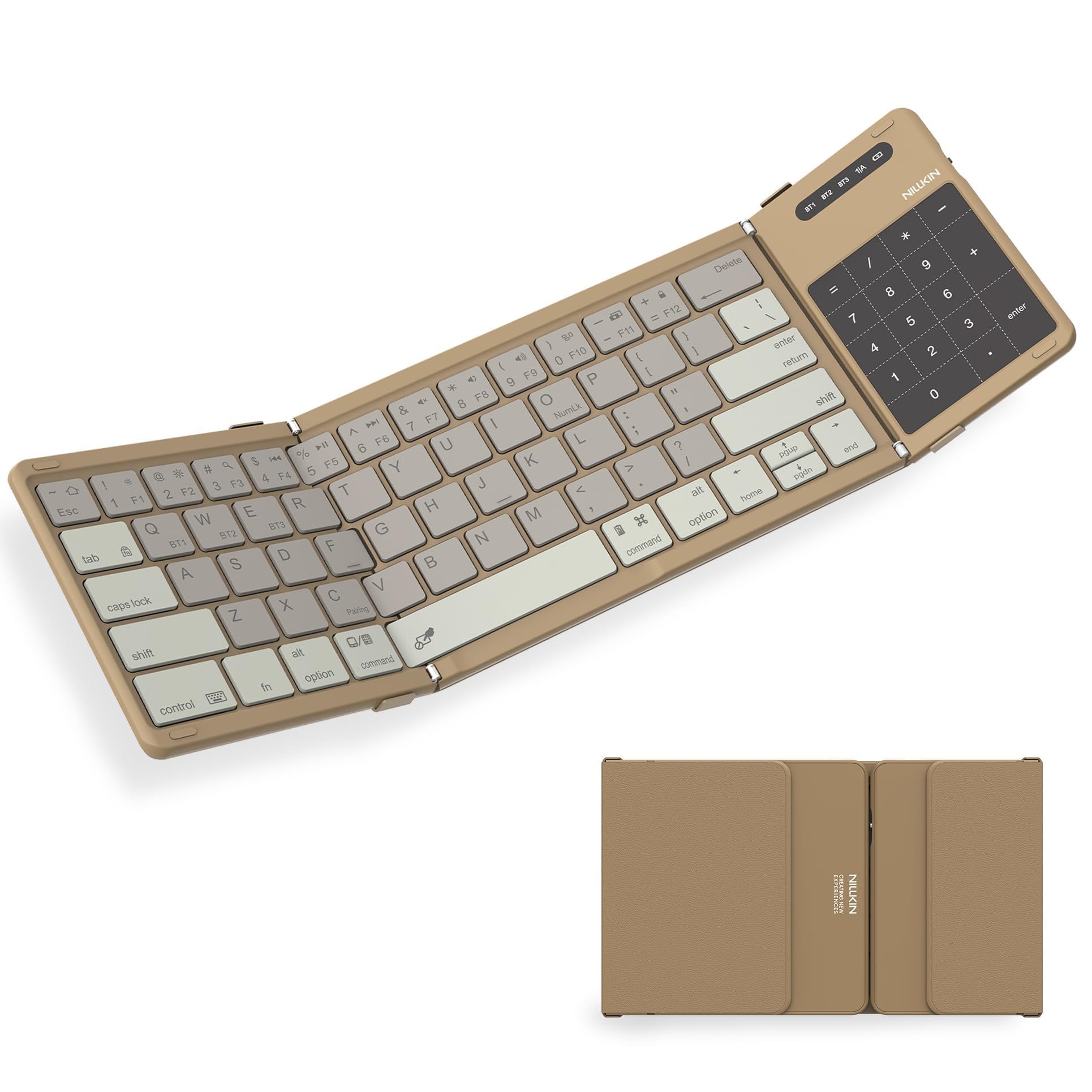 

Nillkin Bluetooth Foldable Wireless Keyboard for iPad Touchpad Numeric Keypad Simultaneous Connection of 3 Devices Compatible Rechargeable Android