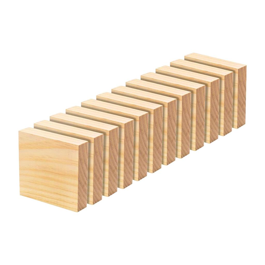 12Pcs Wooden Blocks for Crafts Arts and Board 4” x Building Carving