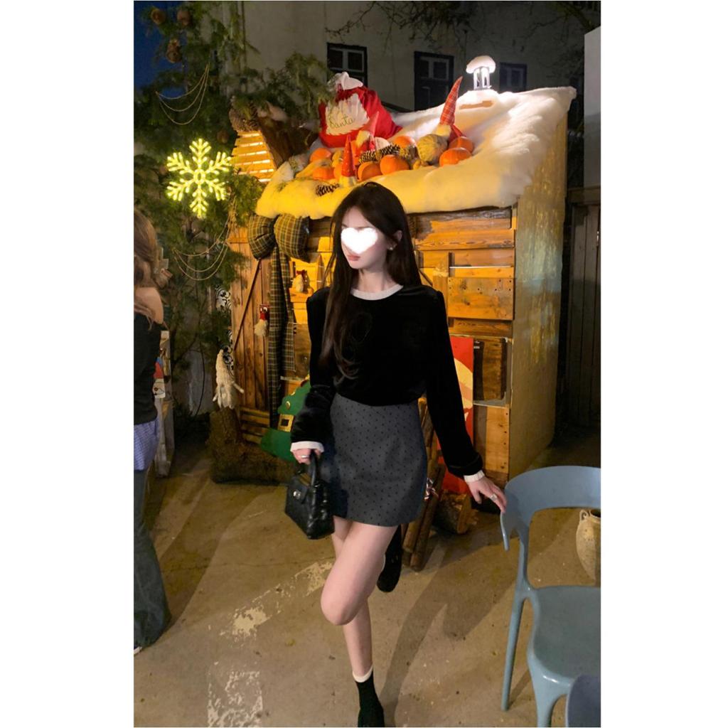 2026 Spring/Autumn High-End Gray Wool Blend Slimming A-Line High-Waisted Midi Skirt - Korean Style for Women