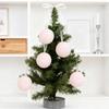 4Pcs Pink Christmas Balls Ornament Large Shatterproof Foam White Pink Stripe Hanging Ball Xmas Holiday Wedding Party Decoration