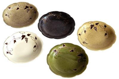 Maebata Grape Design Set of by Tsurutaro 29680 Plates, 5, Kataoka,