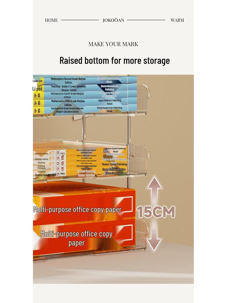 Transparent Multi-Layer Desk Organizer for Students and Office Documents