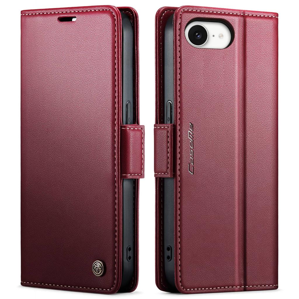 For iPhone 17e/16e Case With Card Holder, Wallet Case with RFID Blocking, Durable Leather Kickstand Magnetic Clasp Shockproof