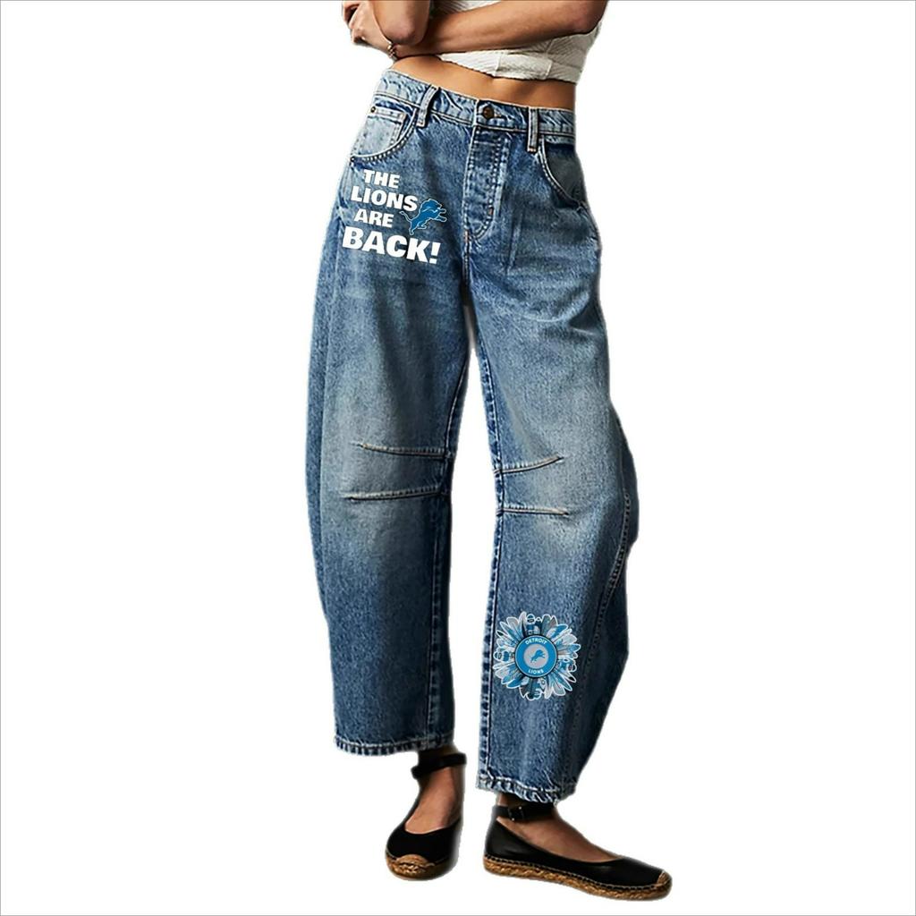 Fashion Casual Women's Stretch Loose Harem Pants Mid-waist Washed Plus Size Denim 9-point Pants
