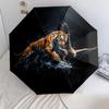 1 PC Automatic Folding Umbrella - Tiger Hunting Its Prey Pattern, Portable & Foldable Design with 8 Ribs, Christmas Birthday Gifts