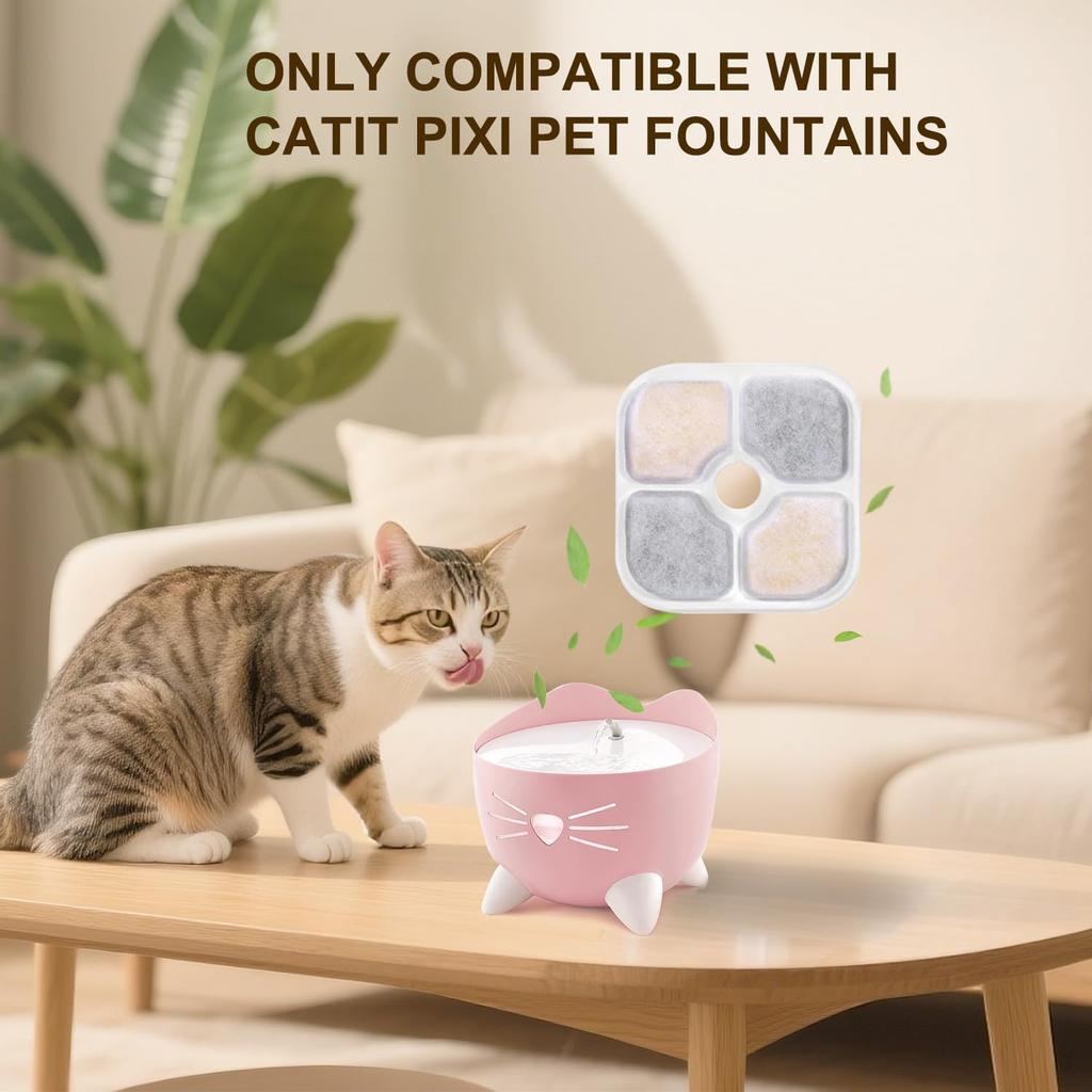 12 Pack Cat Water Fountain Filter Replacement Compatible with Catit PIXI Cat Drinking Fountain, Cat it Water Filters Keep Your Pet Healthy and