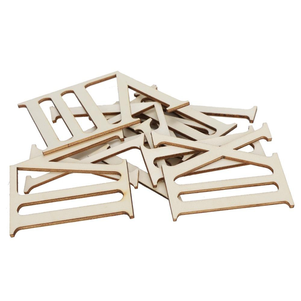 12pcs 7CM Wooden Roman Numerals Self Adhesive Wooden Chips Wood Craft Decorations Vertical Bars DIY Clock Numbers