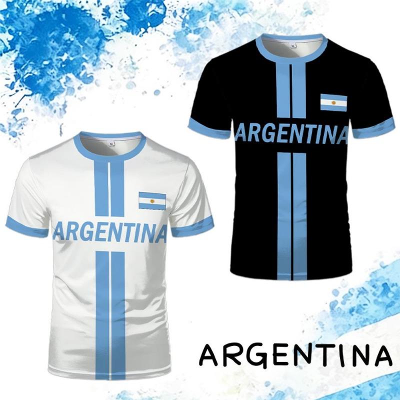 Argentina Nationalflagga Print T-shirt för Män, Andningsbar och Snabbtorkande Träningsuniform, Unisex Casual Kortärmad T-shirt