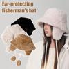 Winter Hat With Earflap Luxury Fisherman Hat Solid Color Beanie Panama Lady Hiking Fur Hat Bucket Hats Warm Thicken Barrel Cap