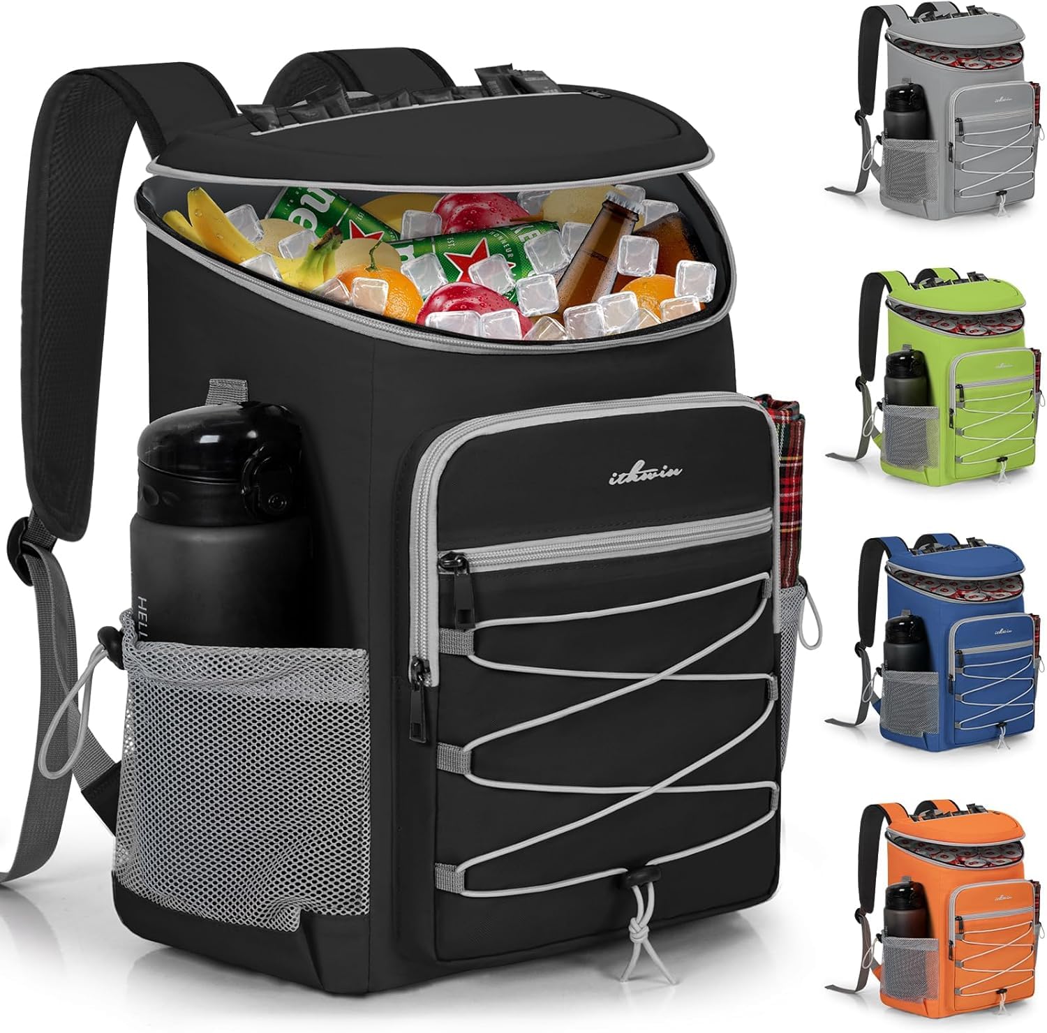 

Rxakudedo 24L Insulated Backpack Design Soft Insulated Camping Portable Cooler Backpack for Travel Fits in Car Black - Leak-Proof - Cooler, & Hiking, чёрный