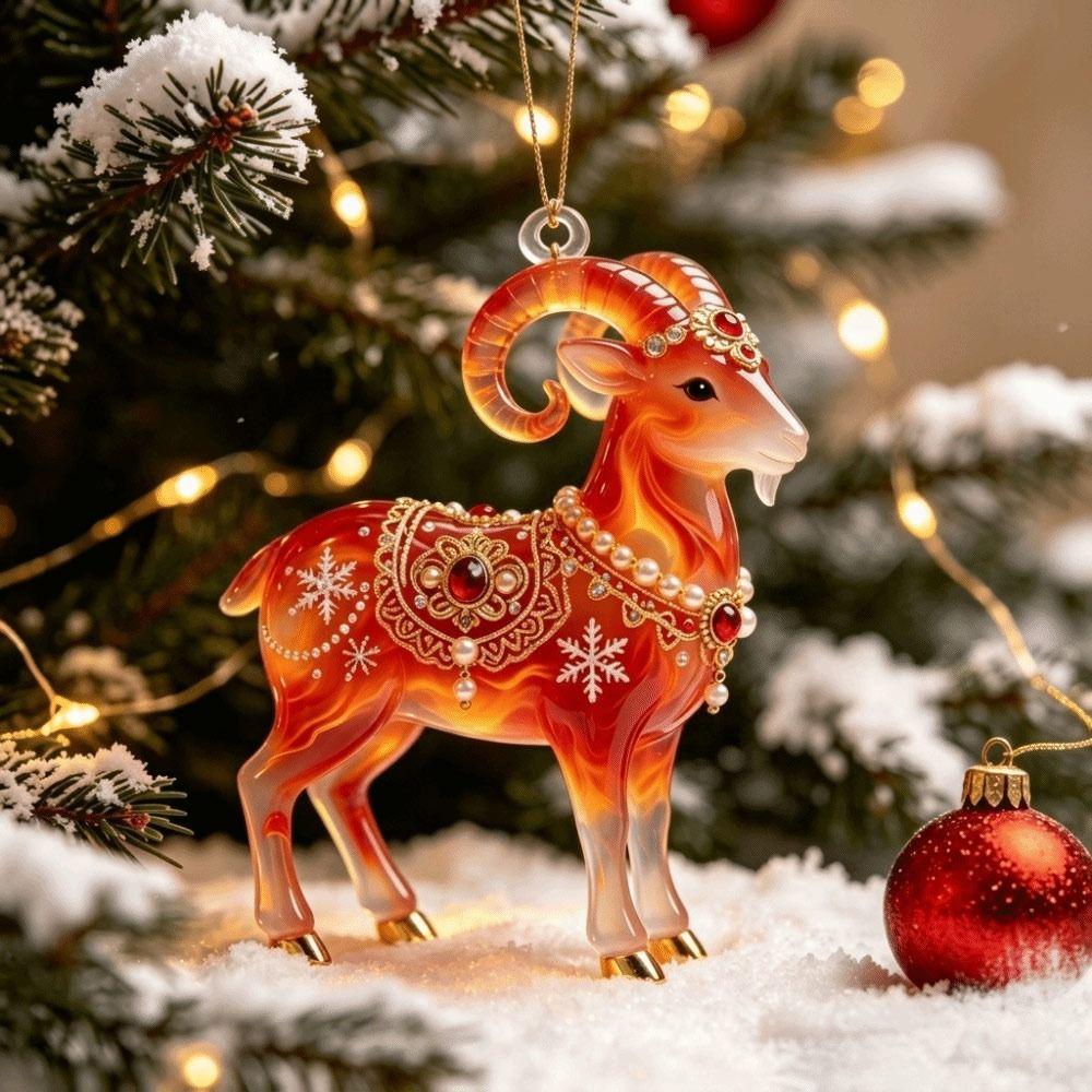 2D Flat Goat Pendant Shining Animal Hanging Decoration Zodiac Goat Souvenir  Shop Window Display